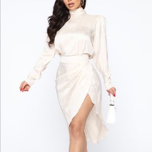 Satin Midi Dress - Cream